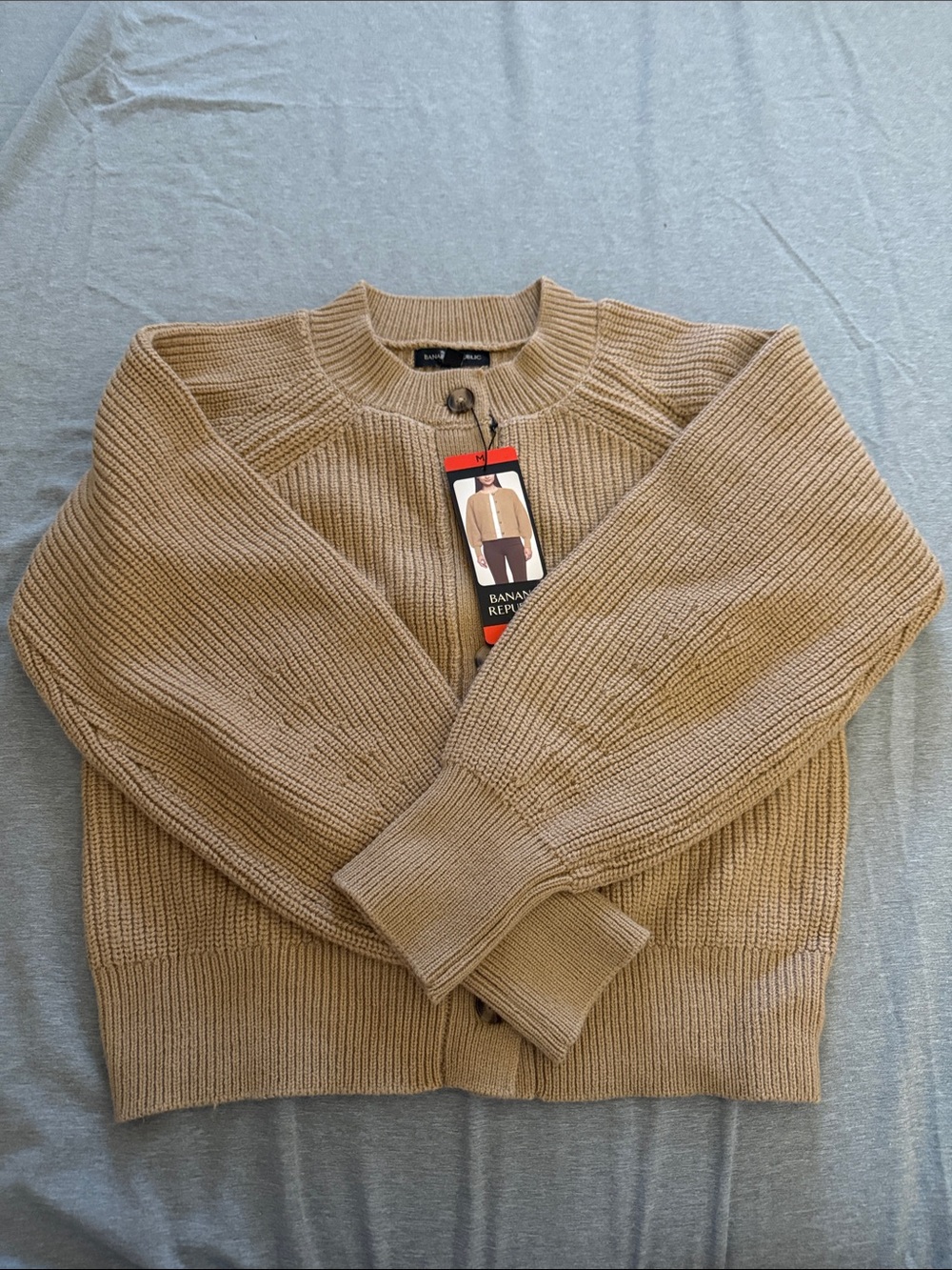 Banana Republic Women's Ribbed Zip Front Cardigan - Tan